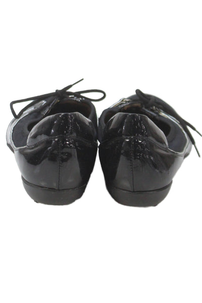 Sesto Meucci Womens Patent Leather Lace Up Ballet Flats Black Size 8.5 Medium