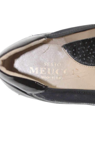 Sesto Meucci Womens Patent Leather Lace Up Ballet Flats Black Size 8.5 Medium