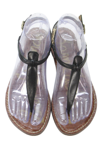 Sam Edelman Womens Leather Thong Slingbacks Gigi Sandals Black Size 6.5 Medium