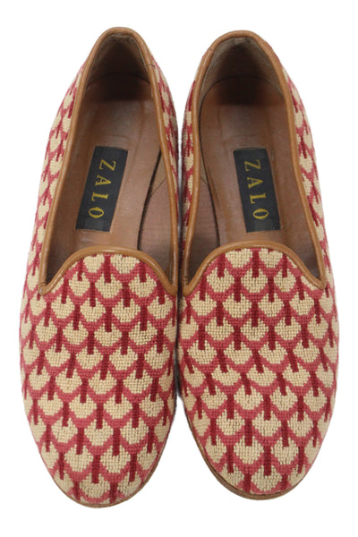Zalo Womens Printed Slide On Loafers Beige Red Size 8.5 Medium