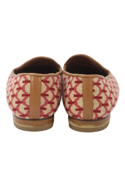 Zalo Womens Printed Slide On Loafers Beige Red Size 8.5 Medium