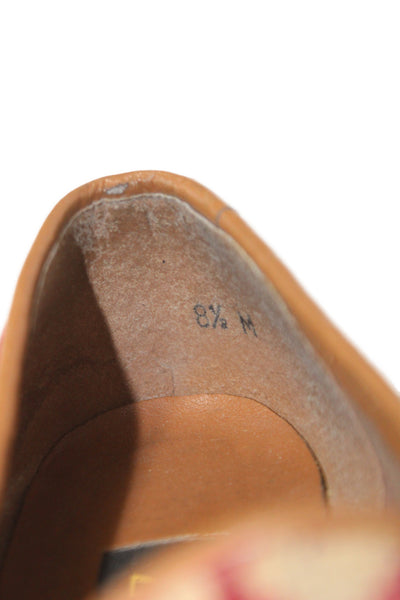Zalo Womens Printed Slide On Loafers Beige Red Size 8.5 Medium