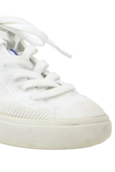 Rothys Womens Knit Lace Up Low Top Walking Sneakers White Blue Size 7