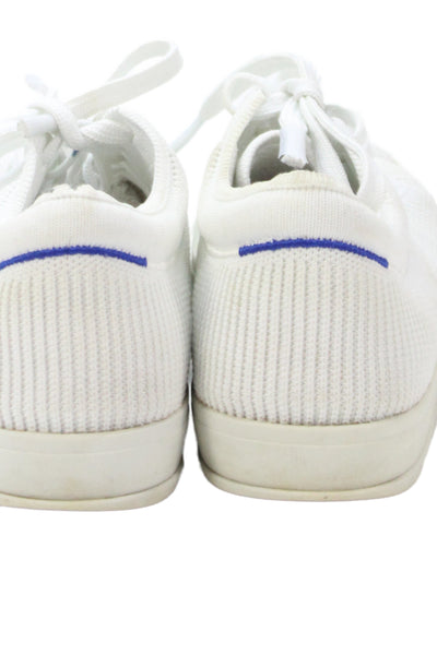 Rothys Womens Knit Lace Up Low Top Walking Sneakers White Blue Size 7