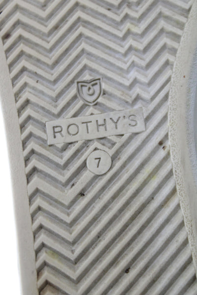 Rothys Womens Knit Lace Up Low Top Walking Sneakers White Blue Size 7
