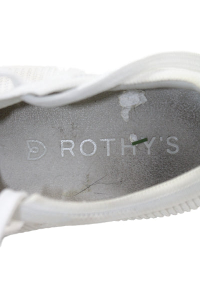 Rothys Womens Knit Lace Up Low Top Walking Sneakers White Blue Size 7
