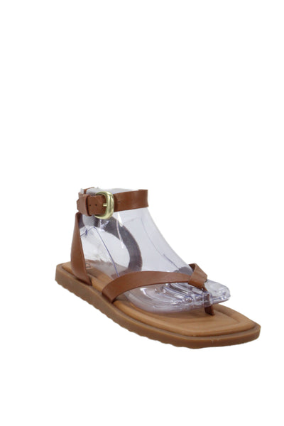Vince Womens Leather Ankle Strap Thong Slingbacks Sandals Brown Size 7 Medium
