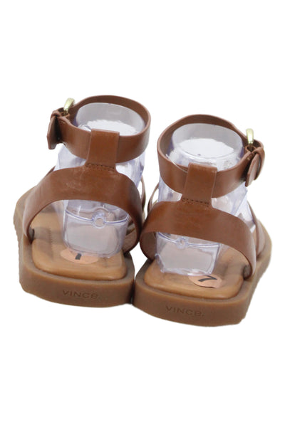 Vince Womens Leather Ankle Strap Thong Slingbacks Sandals Brown Size 7 Medium