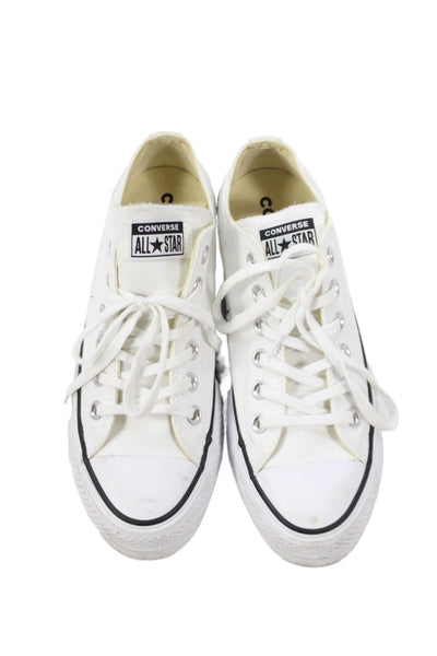 Converse Womens Lace Up Platform All Star Sneakers White Size 7