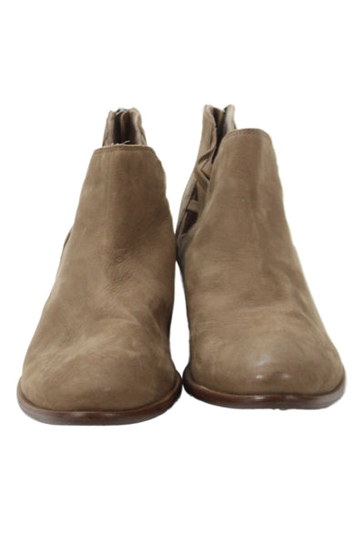 Seychelles Womens Leather Cut Out Sides Ankle Boots Brown Size 9