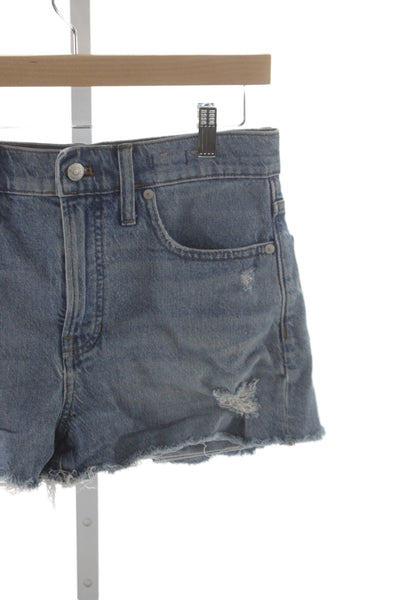 Madewell Unisex Blue Button Solid Beach Shorts Size 28
