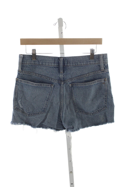 Madewell Unisex Blue Button Solid Beach Shorts Size 28