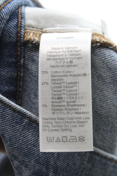 Madewell Unisex Blue Button Solid Beach Shorts Size 28