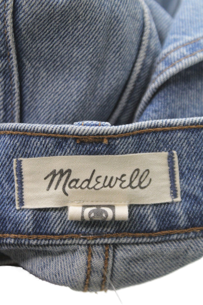 Madewell Unisex Blue Button Solid Beach Shorts Size 28