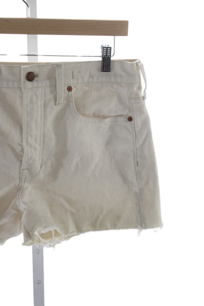 Madewell Unisex Beige Button Shorts Cotton Stretch Beach Size 27