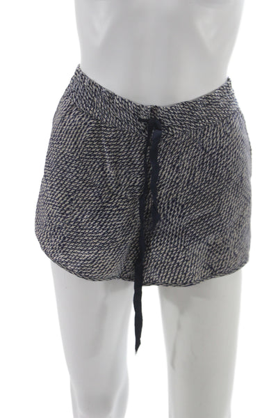 Joie Unisex Blue Herringbone Silk Drawstring Beach Shorts Size S