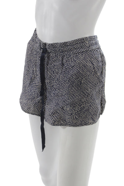 Joie Unisex Blue Herringbone Silk Drawstring Beach Shorts Size S