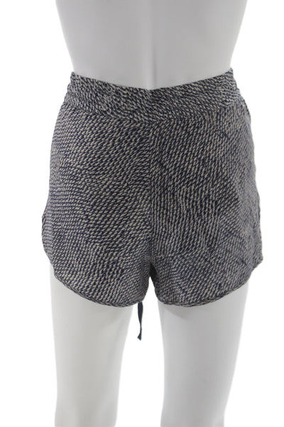 Joie Unisex Blue Herringbone Silk Drawstring Beach Shorts Size S