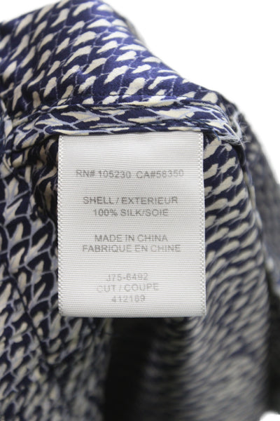Joie Unisex Blue Herringbone Silk Drawstring Beach Shorts Size S