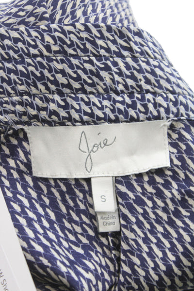 Joie Unisex Blue Herringbone Silk Drawstring Beach Shorts Size S