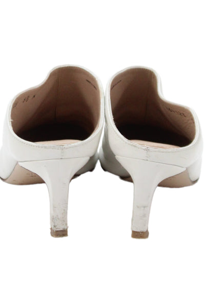 Stuart Weitzman Womens Leather Slip On Mules White Size 5.5N