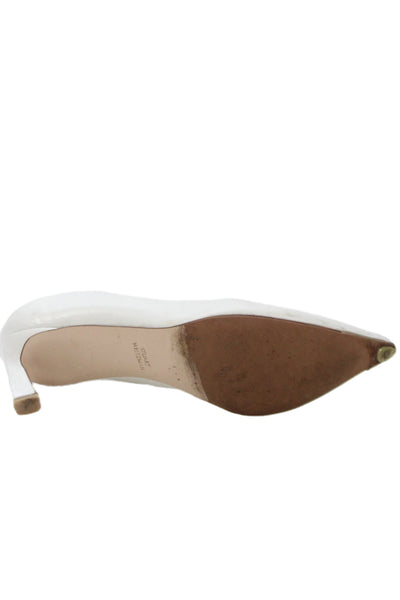 Stuart Weitzman Womens Leather Slip On Mules White Size 5.5N