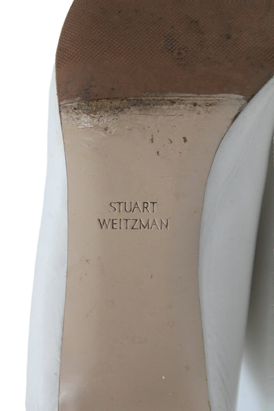 Stuart Weitzman Womens Leather Slip On Mules White Size 5.5N