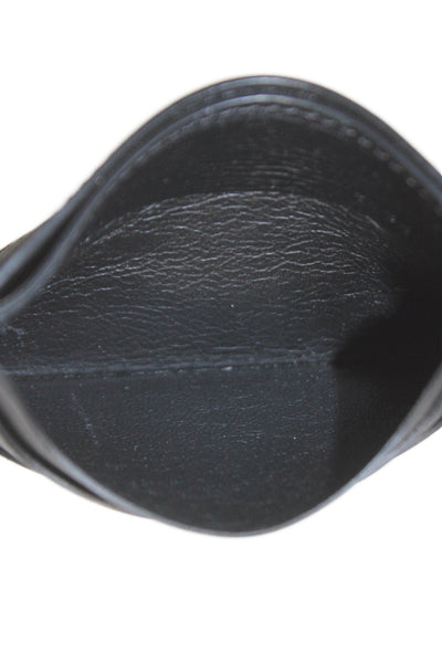 Tods Mens Leather Silver Tone Card Wallet Black