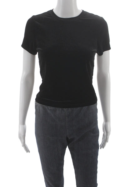 Good American Womens Basic Black Crew Neck Short Sleeve T-Shirt Size S