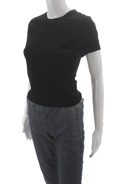 Good American Womens Basic Black Crew Neck Short Sleeve T-Shirt Size S