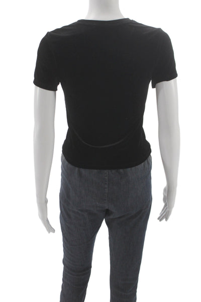 Good American Womens Basic Black Crew Neck Short Sleeve T-Shirt Size S