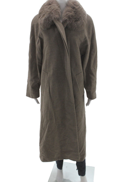 Forecaster Womens Brown Lambswool Overcoat Collared Long Sleeve Size 10
