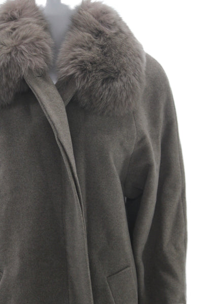 Forecaster Womens Brown Lambswool Overcoat Collared Long Sleeve Size 10