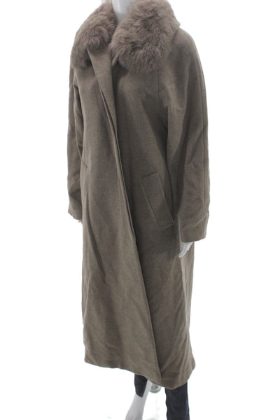 Forecaster Womens Brown Lambswool Overcoat Collared Long Sleeve Size 10