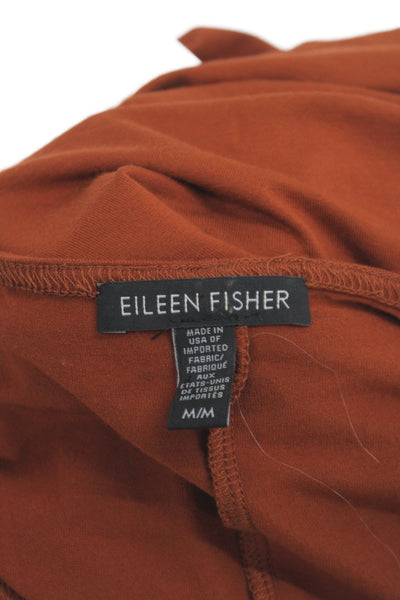 Eileen Fisher Womens Shift Dress Brown Cotton Knee Length 3/4 Sleeve Size M