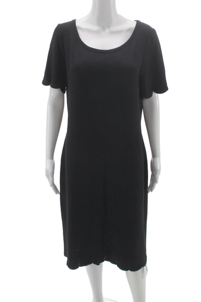 St. John Collection Womens Shift Sweater Dress Black Short Sleeve Size 12