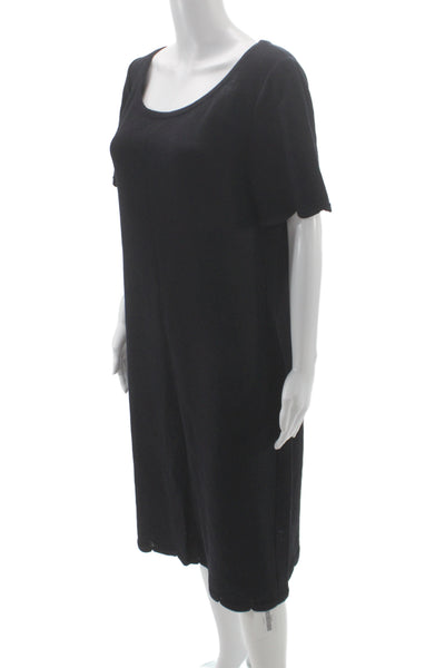 St. John Collection Womens Shift Sweater Dress Black Short Sleeve Size 12