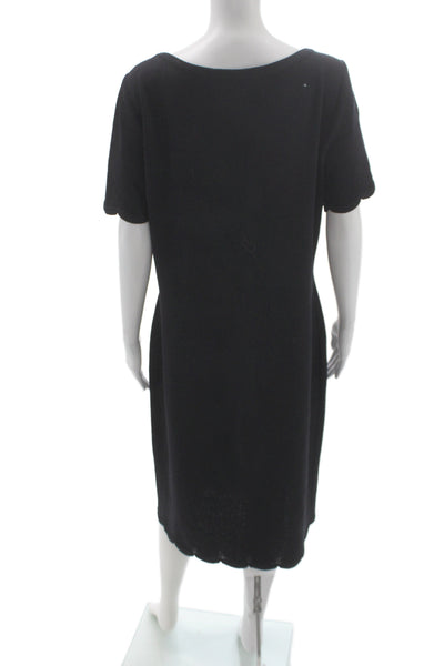 St. John Collection Womens Shift Sweater Dress Black Short Sleeve Size 12