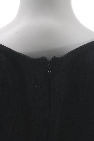 St. John Collection Womens Black Midi Dress 3/4 Sleeve Cotton Size 12