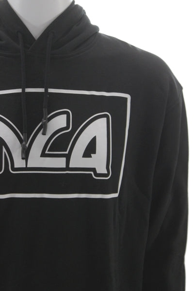 McQ by Alexander McQueen Mens Pullover Hoodie Black Cotton Graphic Print Size L