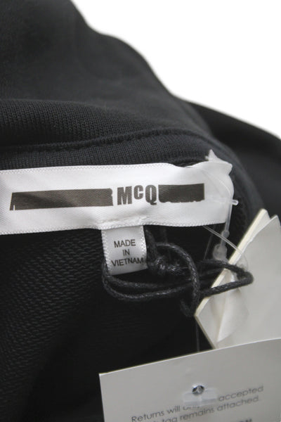 McQ by Alexander McQueen Mens Pullover Hoodie Black Cotton Graphic Print Size L