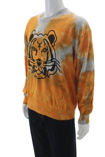Kenzo Unisex Pullover Sweatshirt Orange 100% Cotton Crew Neck Graphic Size S