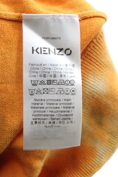 Kenzo Unisex Pullover Sweatshirt Orange 100% Cotton Crew Neck Graphic Size S
