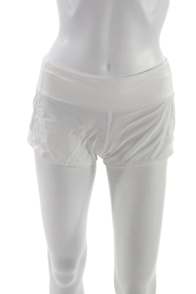 Lululemon Unisex White Zip Shorts 94% Nylon 6% Elastane Sports Size 4