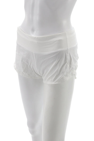 Lululemon Unisex White Zip Shorts 94% Nylon 6% Elastane Sports Size 4