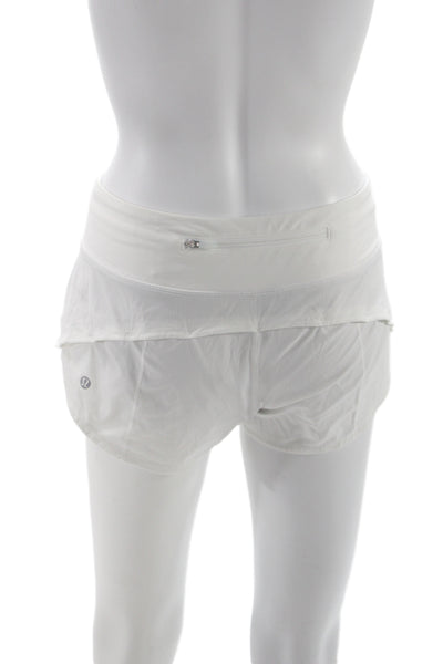 Lululemon Unisex White Zip Shorts 94% Nylon 6% Elastane Sports Size 4