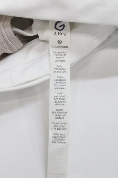 Lululemon Unisex White Zip Shorts 94% Nylon 6% Elastane Sports Size 4