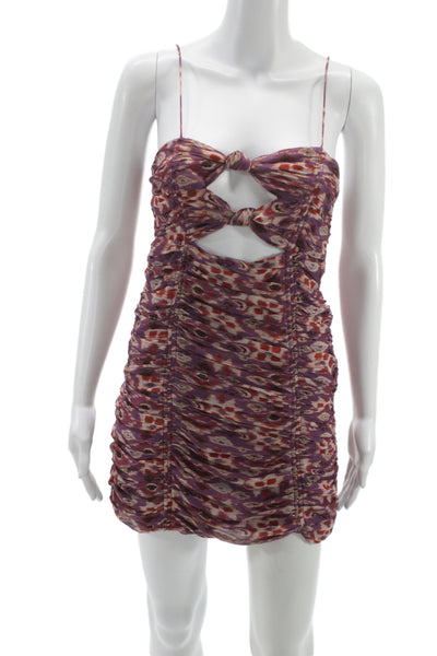 Zara Women Bodycon Mini Dress Purple Knee Length Zip 100% Polyester Size XS