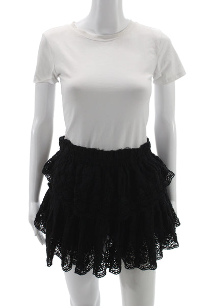 Love Shack Fancy Women Mini Pettiskirt Black 100% Cotton Size XS