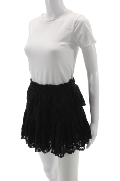 Love Shack Fancy Women Mini Pettiskirt Black 100% Cotton Size XS
